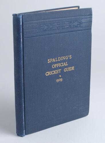 ‘Spalding’s Official Cricket Guide for 1909. Fourth year of publication. Compiled and edited by Jerome Flannery, New York 1909. Original publisher’s blue cloth with gilt title to front cover. Very good condition