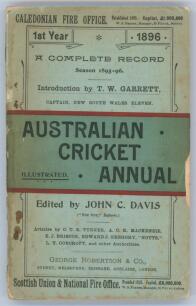 ‘The Australian Cricket Annual. First Year 1896. A complete Record of Australian Cricket in 1895-6’. Edited by John C. Davis. George Robertson & Co., Sydney 1896. Printed by Edward Lee & Co., Sydney. 192pp, xii. Complete. Original decorative paper wrapper