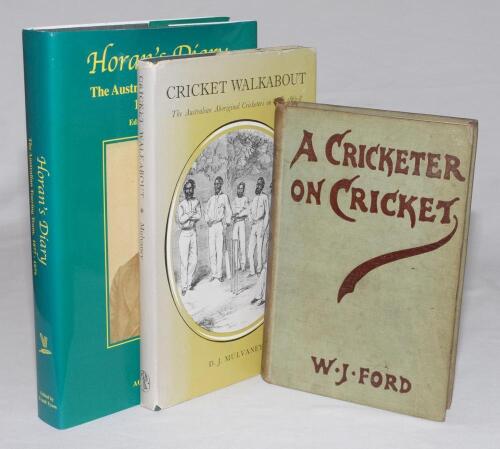 Australian tours to England. Three hardback titles on early tours. ‘Cricket Walkabout. The Australian Aboriginal Cricketers on Tour 1867-8’, D.J. Mulvaney, Melbourne 1967. Good dustwrapper. ‘Horan’s Diary. The Australian Touring Team 1877-1879’, Frank Tys