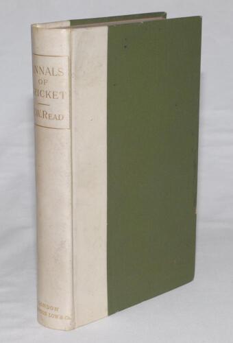 ‘Annals of Cricket’. W.W. Read. Sampson Low, London 1896. Original quarter vellum over dark green boards, gilt title to spine. Contents on handmade paper, untrimmed edges. Top edge gilt. Limited edition number 26 in the deluxe edition of 250 copies, nicel