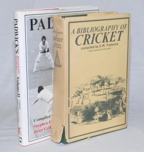 ‘A Bibliography of Cricket’. E.W. Padwick. London 1977. First Edition, with dustwrapper. Only 750 copies were printed. Sold with ‘Padwick’s Bibliography of Cricket’ Volume II, compiled by Eley & Griffiths. London 1991. First edition dustwrapper with tears