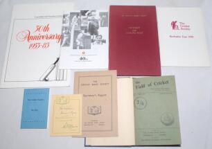 Cricket Societies’ publications. Seven titles. ‘Cricket on Boxing Day’, Northern Cricket Society 1964, limited edition no. 25/100. Original red cloth. ‘The Cricket Book Society Secretary’s Report’, Roy Webber, Hunstanston 1947, sold with original membersh