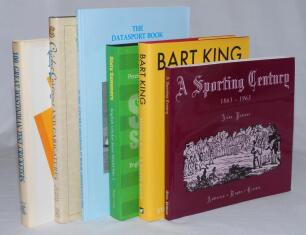 Signed cricket histories and biographies. A good selection of titles, each signed by the author, the majority with additional annotated dedication and/ or letters to the collector, Roger Mann, who assisted with research. Includes three hardback, ‘100 Grea