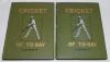 ‘Cricket of To-day and Yesterday’, Volumes I & II, Percy Cross Standing, London 1902. Original decorative green cloth covers with gilt titles and batsman illustrations to covers and spines. Wonderful condition with nice bright gilts. Qty 2.