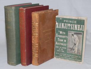 Cricket tour books. Five titles. ‘How We Recovered the Ashes’, P.F. Warner, London 1905. Rebound in early full leather, original decorative paper wrappers retained. Wear to covers. Two hardback titles by Percy Fender in original cloth covers, ‘The Turn of