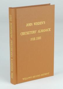 Wisden Cricketers’ Almanack 1880. Willows ‘second’ softback reprint (2004) in light brown hardback covers with gilt lettering. Un-numbered limited edition. Good/very good condition