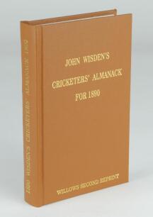 Wisden Cricketers’ Almanack 1890. Willows ‘second’ softback reprint (2007) in light brown hardback covers with gilt lettering. Limited edition 223/250. Good/very good condition