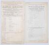 Charity matches 1901. Two original scorecards for charity matches. One titled ‘Komic Kriket’, Music Hall Artists’ Team v. Old English Team, Kennington Oval 5th September 1901. The dismissals of the 28 members of the Music Hall team are amusingly described