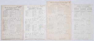 Gentlemen v. Players 1911-1932. Four original scorecards, all with incomplete and/ or handwritten scores with one exception. Three are for matches played at Kennington Oval in 1911, 1914 (complete printed scores, ex Percy Fender collection) and 1932. The 