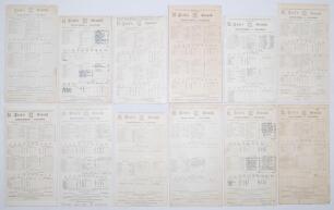 Gentlemen v. Players at Lord’s 1911-1939. Twelve original scorecards for matches played at Lord’s, all with incomplete and/ or handwritten scores unless stated. Years of matches are 1911, 1913, 1914 (complete printed scores), 1922 (complete, laid to tight