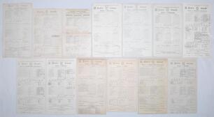 M.C.C. [& Ground] 1912-1939. Thirteen original scorecards for M.C.C. matches played at Lord’s (one exception), all with incomplete and/ or handwritten scores. Matches are v. Oxford University 1912, 1925, 1929, v. Cambridge University 1912, 1931, 1935, v. 