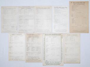 Kent C.C.C. 1919-1939. A good selection of eighteen original pre-World War II scorecards for Kent ‘home’ matches. All with incomplete and/ or handwritten scores (one exception). Includes a scorecard for the tour match v. Australians at Canterbury, 7th- 9t