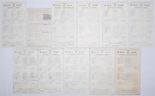 Middlesex C.C.C. 1921-1929. Twenty two original scorecards for Middlesex ‘home’ County Championship matches played at Lord’s (one exception), all with incomplete and/ or handwritten scores. Matches are v Surrey 1921, 1922, 1923, v Rest of England (Champio