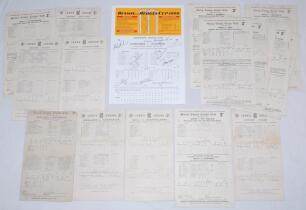 Test, tour and County scorecards 1926-1953. Twenty two original scorecards, all with printed and/ or handwritten scores. Includes Test matches for England v Australia at Kennington Oval 1926, 1953, and Lord’s 1948. Tour match scorecards for M.C.C. v Austr