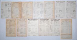 Surrey C.C.C. 1930-1939. Thirty seven original scorecards for Surrey County Championship matches, all with incomplete and/ or handwritten scores. All, with two exceptions are for matches played at Kennington Oval. Matches are v Sussex 1930, 1933, 1939, v 