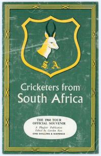 ‘Cricketers from South Africa’. Official Playfair tour brochure for the South African tour of England 1960, edited by Gordon Ross. Fully signed in ink to inside pen pictures by all sixteen members of the touring party. Signatures are McGlew (Captain), God