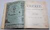 &lsquo;Cricket: A Weekly Record of the Game&rsquo;. Volume VIII nos. 200-229 (24th January to 27th December 1889). Illustrated. Bound in original publisher&rsquo;s green cloth with replacement spine and endpapers, gilt title to front. Complete with, unusually, original fro