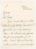 Douglas Robert Jardine. Oxford University, Surrey & England 1920-1934. Two page handwritten letter in ink from Jardine to Percy Fender, dated 10th June 1931. Addressed to ‘Dear George’, Jardine is replying to Fender’s ‘very charming letter & the extraordi