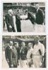 Old England v Surrey. The Oval 1946. Two original mono press photographs of members of the Old England team being presented to King George VI for the match v Surrey at The Oval, 23rd May 1946. One depicts the Old England XI captain, Percy Fender, shaking 