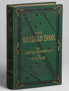 ‘The Billiard Book’. New edition, enlarged and revised. By Captain Crawley & W. Cook. London 1877. Illustrated by Robin Proctor. Wonderfully decorative original boards showing a full size billiard table with cues and balls. Gilt to top edge. Some slight b