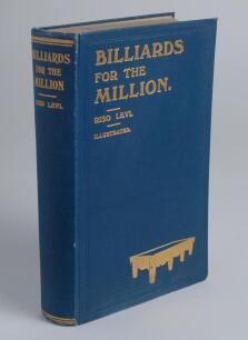 ‘Billiards for the Million’. Riso Levi. Manchester 1920. Excellent decorative original boards. Some occasional light foxing to first few pages and to page block edge otherwise in good to very good condition with gilt titles bright to front board and spine