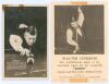 Billiards. Walter Lindrum. Mono real photograph postcard of Lindrum captioned ‘A Souvenir of my Australian tour in aid of the Red Cross and Comforts Fund, sponsored by the distributors of Black & White Cigarettes 1942’. Nicely signed in ink to the verso, 