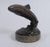 Leaping Salmon. An attractive leaping salmon in bronze mounted on circular marble plinth, signed &lsquo;Andre&rsquo; to back. Approximately 8&rdquo; tall. Good condition