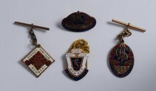 Sydney Turf and Jockey Club membership gilt metal medals colour enamel decoration. Two Sydney Turf Club medals for 1954/55 and 1956/57 and two Sydney Jockey Club medals for 1954/55, one is a ladies brooch style medal. Formerly in the M.C.C. Cricket Collec