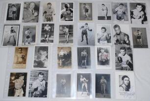 Boxing postcards 1930s-1990s. A good selection of over seventy mono and colour postcards of boxers, of which approx. sixty are signed by the featured boxer. Signatures include Micky O’Sullivan, Henry Cooper, Cliff Curtis, Des Rea, Wally Swift Jnr., Ron Ba