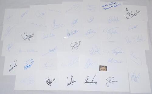 International golf signatures. Over one hundred signatures of golfers individually signed to plain white cards. Signatures include Arnold Palmer, Gary Player, Howard Clark, Peter Alliss, Craig Stadler, Contstantino Rocca, Vijay Singh, Fuzzy Zoeller, Nick 