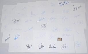 International golf signatures. Over one hundred signatures of golfers individually signed to plain white cards. Signatures include Arnold Palmer, Gary Player, Howard Clark, Peter Alliss, Craig Stadler, Contstantino Rocca, Vijay Singh, Fuzzy Zoeller, Nick 