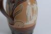 Royal Doulton Lambeth Golf Pitcher jug. A large and impressive Royal Doulton Lambeth stoneware jug, of bulbous form, with art nouveau design with scrolled foliate borders, enriched in green, blue and brown glazes, with three golfing scenes in white relief - 3