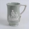 Copeland Spode ‘Fortuna’ golf jug in light blue with golf scene in white to sides and caddie to verso. Copeland Spode mark to base. 7” tall. circa 1950?. Very good condition