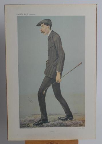 James Braid. ‘Jimmy’. Original colour chromolithograph of Braid by Spy, dated 26 June 1907. Laid down to board. 10.5”x16”. Good condition