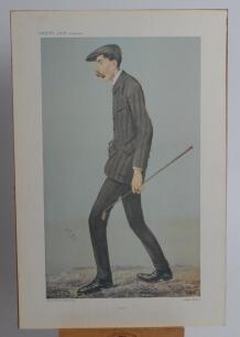 James Braid. ‘Jimmy’. Original colour chromolithograph of Braid by Spy, dated 26 June 1907. Laid down to board. 10.5”x16”. Good condition