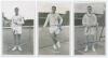 Australian tennis. Frank Sedgman, Don Candy and Mervyn Rose. Three mono real photograph plain back postcards, each depicting the player standing at the net, probably mid-1950s. Each postcard nicely signed in blue ink to the image by the featured player. P