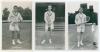 Ian Ayre. Australian tennis. Two different but similar mono real photograph plain back postcards, each depicting Ayre standing at the net, probably mid-1950s. Both postcards nicely signed in blue ink to the image by Ayre. Sold with three further similar u - 3