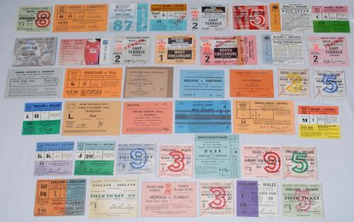 Rugby Union match tickets 1953-2019. A large selection of approx. one hundred official match tickets for home internationals, tour, club matches etc. Includes home internationals 1953 onwards at Twickenham, Cardiff, Murrayfield, Lansdowne Road, Paris etc.