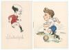 ‘Football caricatures 1920’s. Selection of eleven hand painted watercolour caricatures of famous footballers from the period. Each painted on a white card 4.5”x6”, some appear to have been signed by the player featured. Signed cards include Hugh Ferguson 