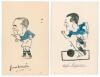 ‘Football caricatures 1920’s. Selection of eleven hand painted watercolour caricatures of famous footballers from the period. Each painted on a white card 4.5”x6”, some appear to have been signed by the player featured. Signed cards include Hugh Ferguson - 2