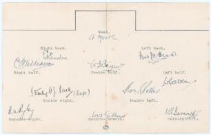 ‘Clapton F.C. Winners F.A. Amateur Cup Season 1923/24’. Very rare original autograph sheet with typed players’ field positions in a grid format. Each position is very nicely signed in black ink by the respective Clapton player. Signatures include three pl