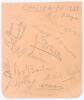 &lsquo;Chelsea F.C. 1938&rsquo;. Album page signed in pencil by fourteen players. Signatures include Jimmy Argue, Harry Burgess, Allan Craig, Dick Spence, Vic Woodley, George Barber, Len Allum, Jack Smith, Sam Weaver, Leslie Knighton (Manager) etc. Minor adhesive mar