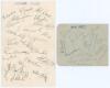 Nottingham Forest F.C. 1948 and 1958. Ruled page signed in pencil by twenty five players including Bob Davies, Bob McCall, Ted Blagg, Jack Hutchinson, Jim Clarke, Brynn Elliott, Horace Gager, Gordon Kaile, Bill Morley etc. Also an album page signed in pen