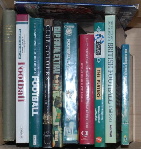 Football reference books and histories. Ten large format hardback titles (one softback), the majority with very good dustwrappers as issued. Titles include &lsquo;The Story of the Football League&rsquo;, C.E. Sutcliffe et al., Preston 1938. &lsquo;Cup Final Extra&rsquo;, Martin 