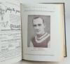 Aston Villa F.C. ‘The Villa News and Record’ Season 1935-1936. No 1040. Volume XXVI. A bound volume of Aston Villa home match programmes for the 1935-36 season in dark brown/blue (claret/blue) half leather with titles in gilt to spine, all programmes lack - 2