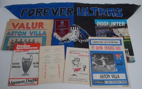 Aston Villa ‘European Cup’ winners 1981-82. Selection of four official European ‘away leg’ match programmes v Valur (Iceland, European Cup first round), v Dynamo Berlin (East Germany, EC 2nd round), v Dynamo Kiev (Russia, EC Quarter-Final) and the offici