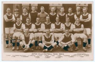 ‘Aston Villa Football Team 1925-6’. Early original sepia real photograph postcard of the Aston Villa team seated and standing in rows wearing football attire. Printed title and players’ names to lower border. Players featured include Walker, York, Stephen