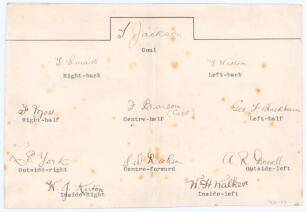 Aston Villa F.C. 1921/22 including F.A. Cup Finalists 1919/20 and 1923/24. Very rare original autograph sheet with typed players’ field positions in a grid format. Each position is nicely signed in black ink by the respective Aston Villa player. Signature