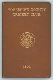 Yorkshire C.C.C. annual 1899. 7th year of issue. 165pp plus ‘Notes’ pages as issued. Edited by J.B. Wostinholm and H.H. Stones. J. Robertshaw, Sheffield, printer. Original brown boards with titles in gilt to front board and spine and gilt ‘Y.C.C.C.’ emble