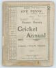 ‘Sussex Cricket Annual for 1905’. Fifth issue of the Annual in original beige paper wrappers, edited by A.D. Taylor, ‘Willow Wielder’. Printed by W.E. Nash of Brighton. Some wear and annotation to wrappers and spine, annotation to first advertising page, 